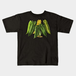 Anthurium Veitchii botanical illustration Kids T-Shirt